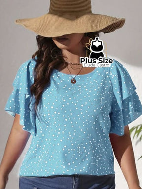 Blusa Babados Nos Ombros Plus Size