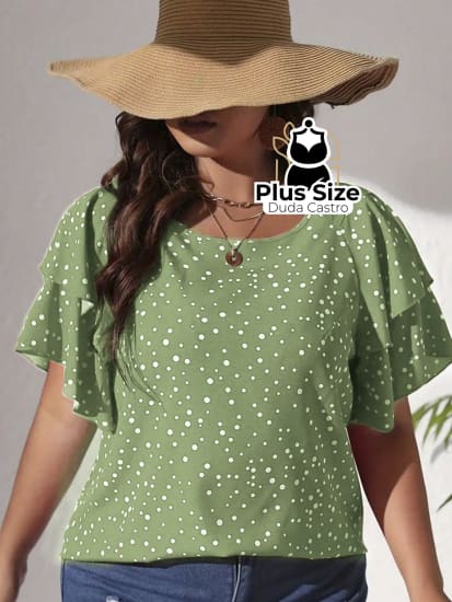 Blusa Babados Nos Ombros Plus Size