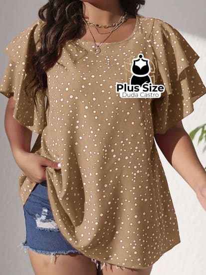 Blusa Babados Nos Ombros Plus Size