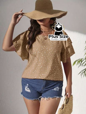 Blusa Babados Nos Ombros Plus Size