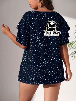 Blusa Babados Nos Ombros Plus Size