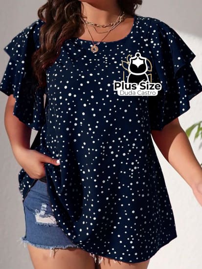 Blusa Babados Nos Ombros Plus Size