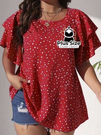 Blusa Babados Nos Ombros Plus Size