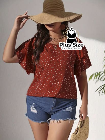 Blusa Babados Nos Ombros Plus Size