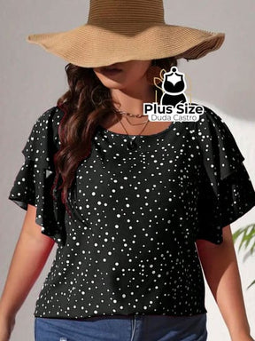 Blusa Babados Nos Ombros Plus Size