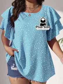 Blusa Babados Nos Ombros Plus Size G / Azul Bebê