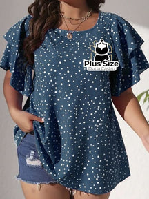 Blusa Babados Nos Ombros Plus Size G / Azul