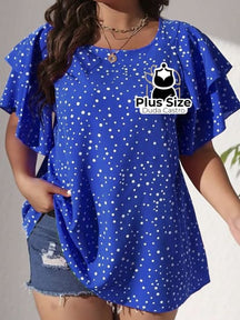 Blusa Babados Nos Ombros Plus Size G / Azul Royal