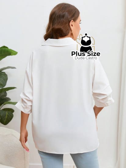 Blusa Com Bolso Manga Pregueada Várias Cores Plus Size Extra