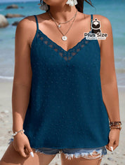 Blusa De Alcinha Com Detalhe Em Renda E Tecido Ponto Suíço Várias Cores Plus Size