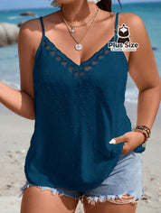 Blusa De Alcinha Com Detalhe Em Renda E Tecido Ponto Suíço Várias Cores Plus Size