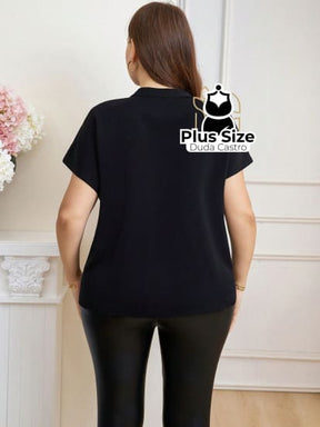 Blusa De Botões Com Estampa Plus Size