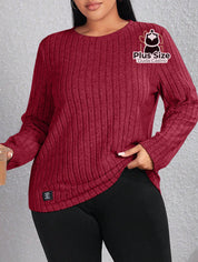Blusa De Frio Manga Longa Gola Redonda Com Textura Várias Cores Plus Size