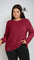 Blusa de Frio Manga Longa Gola Redonda Texturizada Plus Size G / Marsala Quente Blusa de Frio Manga Longa Gola Redonda