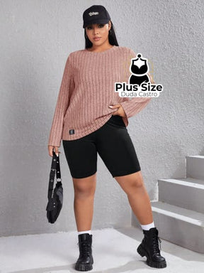 Blusa De Frio Manga Longa Gola Redonda Com Textura Várias Cores Plus Size