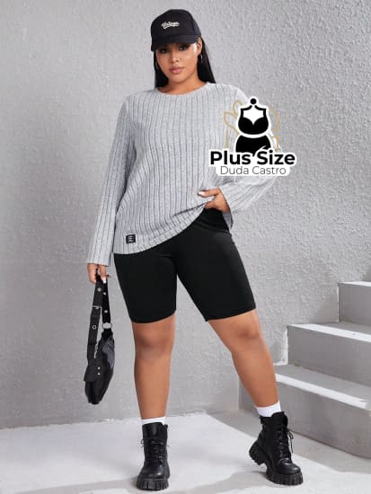 Blusa De Frio Manga Longa Gola Redonda Com Textura Várias Cores Plus Size