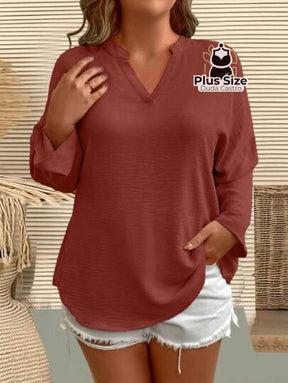 Camisa Plus Size Gola V Soltinha Várias Cores Blusa
