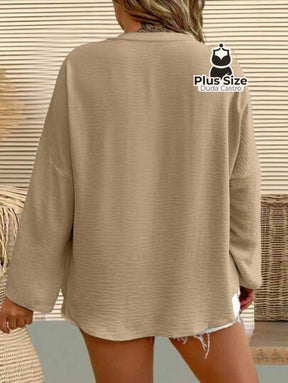 Camisa Plus Size Gola V Soltinha Várias Cores Blusa
