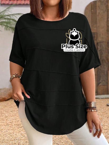 Blusa Gola Redonda Plus Size Extra