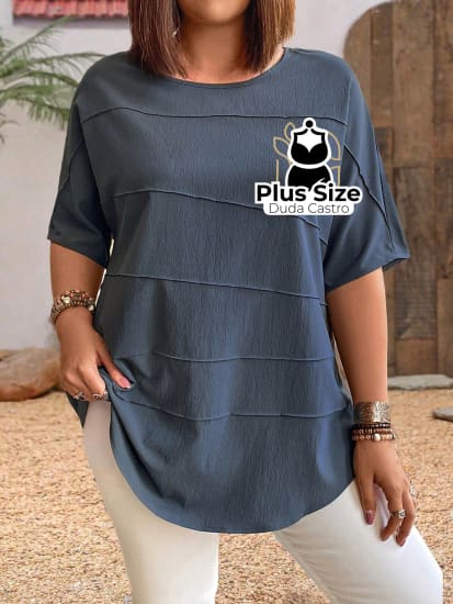 Blusa Gola Redonda Plus Size Extra