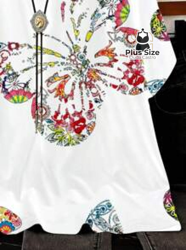 Camiseta Plus Size G Ao G5 Solta Com Borboletas Blusa