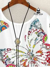 Camiseta Plus Size G Ao G5 Solta Com Borboletas Blusa