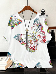 Camiseta Plus Size G Ao G5 Solta Com Borboletas Blusa