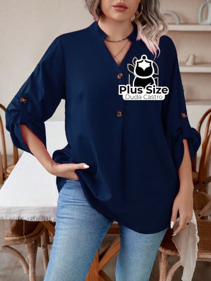 Roupa Plus Size Bonita, Blusa social Plus Size, Blusa Plus Size,  blusa de botão plus size,  camisa gola v plus size