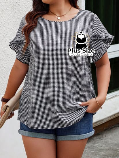 Blusa Manga Pétala Várias Cores Plus Size Estampada