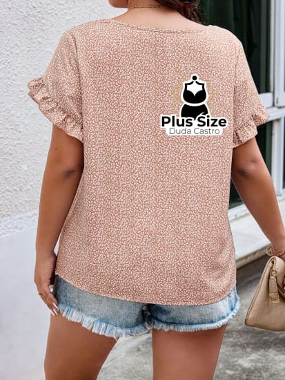 Blusa Manga Pétala Várias Cores Plus Size Estampada