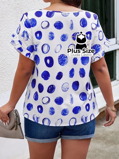 Blusa Manga Pétala Várias Cores Plus Size Estampada