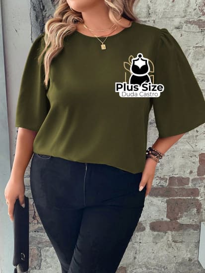 Blusa Meia Manga Soltinha Plus Size