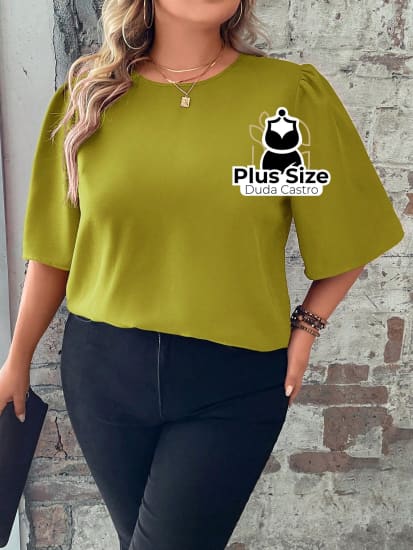 Blusa Meia Manga Soltinha Plus Size