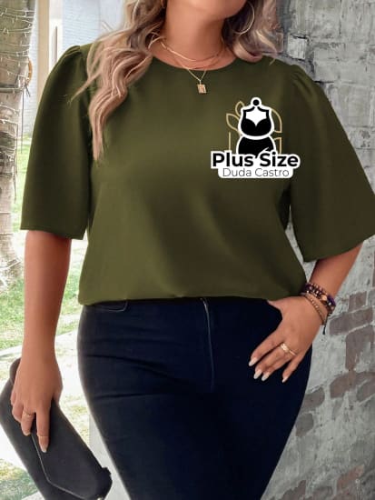 Blusa Meia Manga Soltinha Plus Size