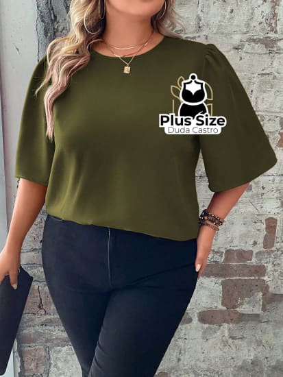 Blusa Meia Manga Soltinha Plus Size