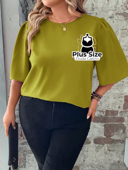 Blusa Meia Manga Soltinha Plus Size