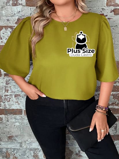 Blusa Meia Manga Soltinha Plus Size