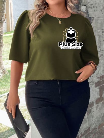 Blusa Meia Manga Soltinha Plus Size