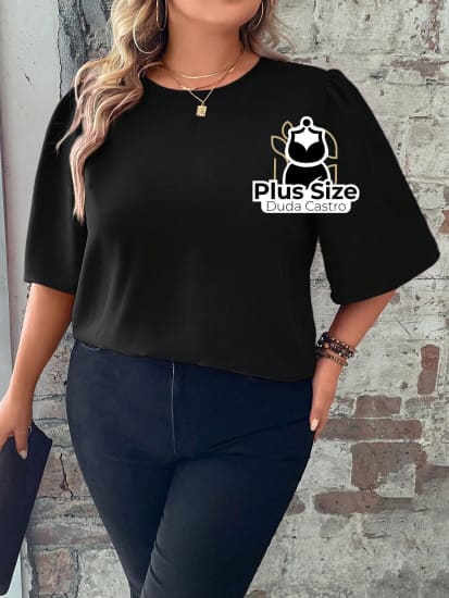 Blusa Meia Manga Soltinha Plus Size