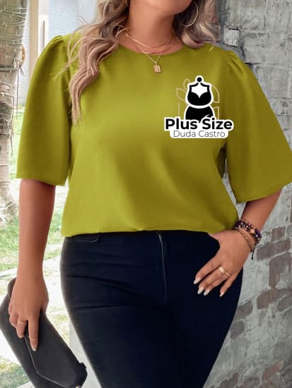 Blusa Meia Manga Soltinha Plus Size