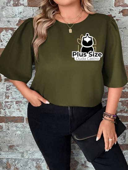 Blusa Meia Manga Soltinha Plus Size