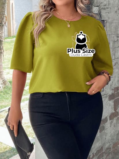 Blusa Meia Manga Soltinha Plus Size