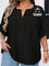 Blusa Plus Com Decote Em V E Manga Babados Várias Cores Size Extra G5 / Preto