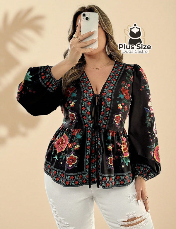  G Blusa Plus Size Alma Floral –