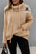 Blusa Plus Size em Lã Penteada com Gola Alta Ajustável e Bolso Canguru G / Capuccino Blusa Plus Size em Lã Penteada com