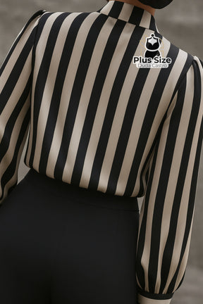 Blusa Plus Size Essência Chic – Gola Alta com Pregas Frontais e Manga Levemente Bufante Blusa Plus Size Essência Chic –