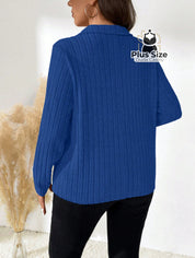 Camisa Solta Manga Longa com Gola Virada Plus Size Várias Cores Camisa Solta Manga Longa com Gola Virada Plus Size