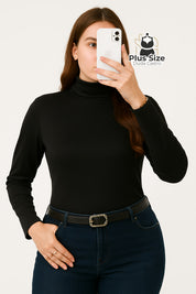 Blusa Segunda Pele Plus Size Térmica – Gola Alta com Forro Flanelado e Caimento Slim Blusa Segunda Pele Plus Size