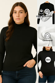 Blusa Segunda Pele Plus Size Térmica – Gola Alta com Forro Flanelado e Caimento Slim Blusa Segunda Pele Plus Size