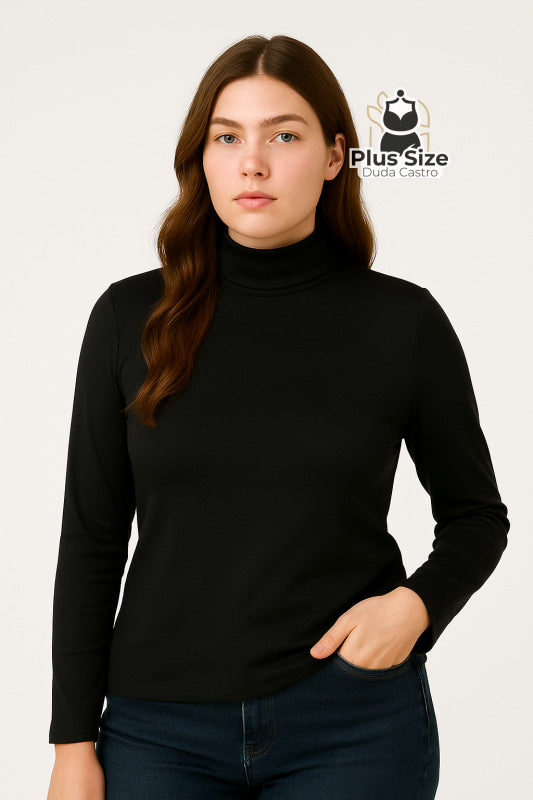 Blusa Segunda Pele Plus Size Térmica – Gola Alta com Forro Flanelado e Caimento Slim Blusa Segunda Pele Plus Size